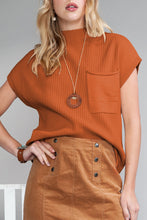 Load image into Gallery viewer, Pocket Ribbed Knit Short Sleeve Sweater
