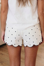 Load image into Gallery viewer, White Polka Dot Print Embroidered Scallop Hem Shorts
