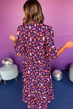 Load image into Gallery viewer, Blue Abstract Print Collared Tiered Flowy Maxi Dress
