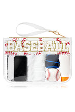 Load image into Gallery viewer, White BASEBALL Chenille Letter Patch Game Day Stadium Clear PVC Cosmetic Bag
