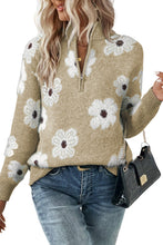 Load image into Gallery viewer, Vintage Floral Pattern Half Zip Sweater

