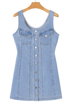 Load image into Gallery viewer, Light Wash Denim Slim Mini Dress
