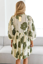 Load image into Gallery viewer, Guacamole Green Abstract Print Striped V-Neck Mini Dress
