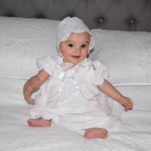 Load image into Gallery viewer, Petit Ami Eyelet Lace Christening Gown with slip and bonnet
