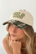 Load image into Gallery viewer, Spinach Green GOD IS GOOD Embroidered Camo Contrast Baseball Cap
