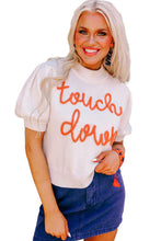Load image into Gallery viewer, White Touchdown Tinsel Puff Short Sleeve Sweater
