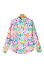 Load image into Gallery viewer, White Colorful Horse Print Long Sleeve Shirt
