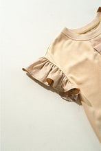 Load image into Gallery viewer, Parchment Ribbon Bow Ruffle Sleeve Round Neck Top
