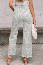 Load image into Gallery viewer, Rose Leopard Frayed Edge Wide Leg High Waist Jeans
