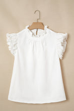 Load image into Gallery viewer, Blue Frilled Collar Flutter Sleeve Denim Top
