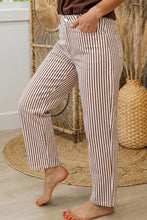 Load image into Gallery viewer, Brown Stripe Casual Barrel Jeans
