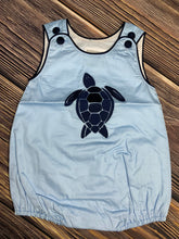 Load image into Gallery viewer, Light Blue and Navy Sea Turtle Short Set and Bubble
