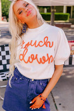 Load image into Gallery viewer, White Touchdown Tinsel Puff Short Sleeve Sweater
