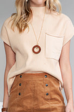 Load image into Gallery viewer, Pocket Ribbed Knit Short Sleeve Sweater

