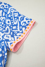Load image into Gallery viewer, Blue Western Fashion Print Striped Color Block Patchwork Shift Mini Dress
