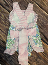 Load image into Gallery viewer, Floral Print Sun Suit with Pink Seersucker Accents
