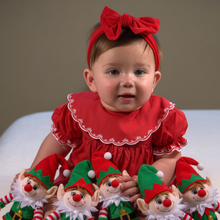 Load image into Gallery viewer, Red Embroidered Round Collar Bubble
