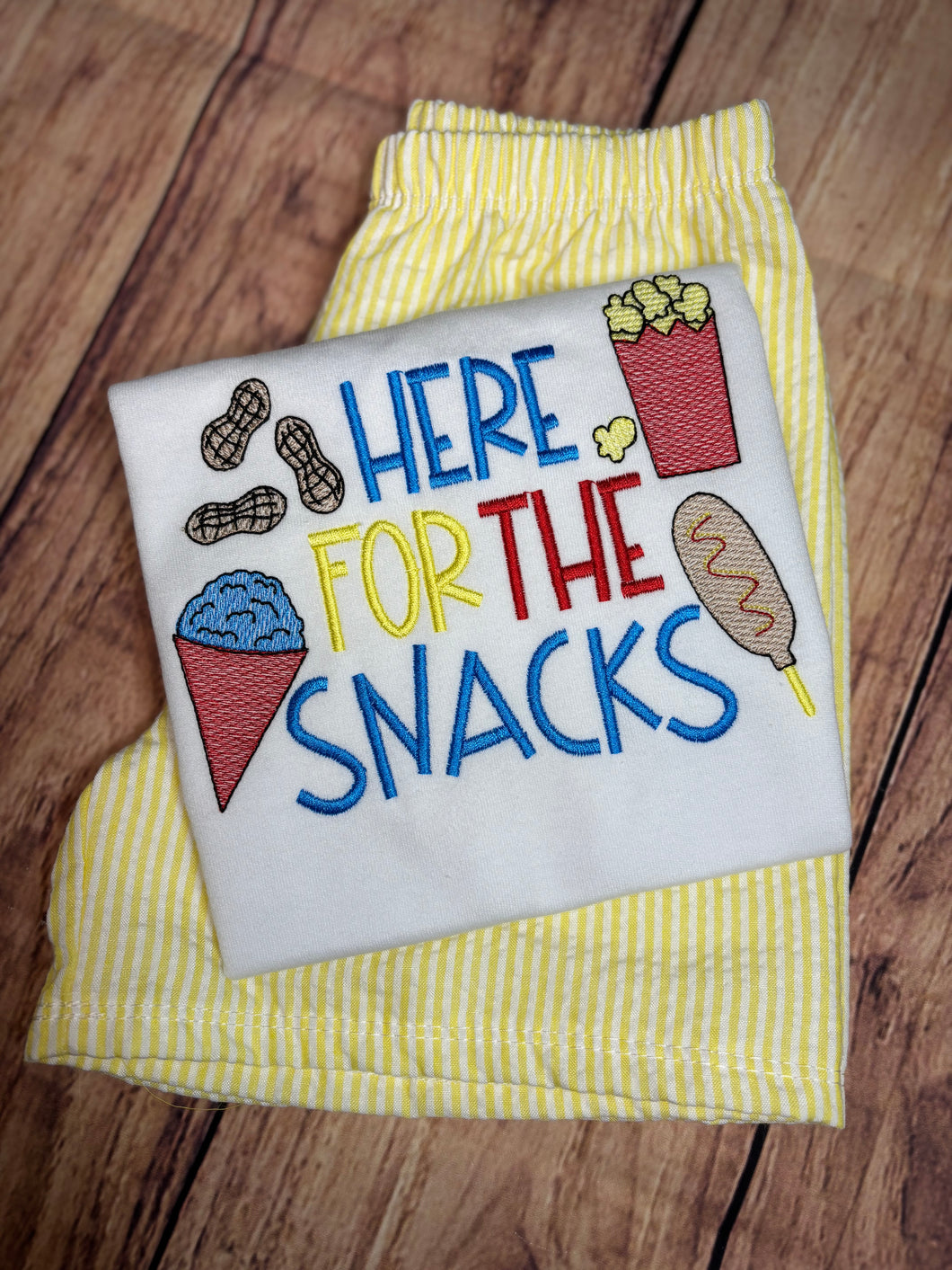 Here For The Snacks Boys Yellow Seersucker Short Set