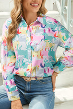 Load image into Gallery viewer, White Colorful Horse Print Long Sleeve Shirt
