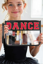 Load image into Gallery viewer, Black Dance Chenille Letter Zipper Varsity Clear Makeup Bag
