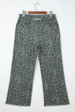 Load image into Gallery viewer, Rose Leopard Frayed Edge Wide Leg High Waist Jeans
