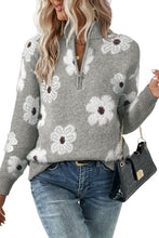 Load image into Gallery viewer, Vintage Floral Pattern Half Zip Sweater
