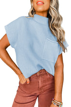 Load image into Gallery viewer, Pocket Ribbed Knit Short Sleeve Sweater

