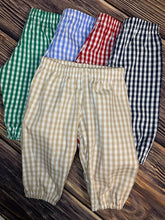 Load image into Gallery viewer, Gingham Pants, Bubble Style, Navy, Khaki, Red, Green, Blue
