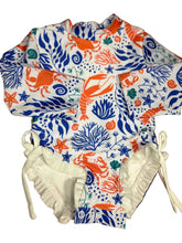 Load image into Gallery viewer, Swimsuit, Long Sleeved, Crab, Crawfish, Coral, Seashells, and Starfish
