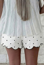 Load image into Gallery viewer, White Polka Dot Print Embroidered Scallop Hem Shorts
