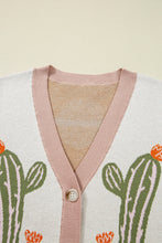 Load image into Gallery viewer, Apricot Cactus Pattern Button Front Knit Cardigan
