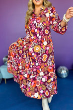 Load image into Gallery viewer, Blue Abstract Print Collared Tiered Flowy Maxi Dress
