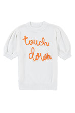 Load image into Gallery viewer, White Touchdown Tinsel Puff Short Sleeve Sweater
