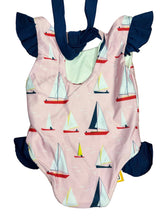 Load image into Gallery viewer, Sailboat Print Girls Swimsuit, Pink and Navy
