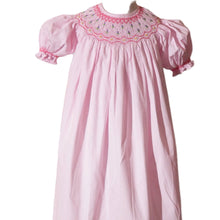 Load image into Gallery viewer, Light Pink Geometric Hand-Smocked Short Sleeve Bishop Dress
