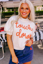 Load image into Gallery viewer, White Touchdown Tinsel Puff Short Sleeve Sweater
