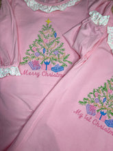 Load image into Gallery viewer, My 1st Christmas and Merry Christmas Long Romper, Pink, Everyday Knit
