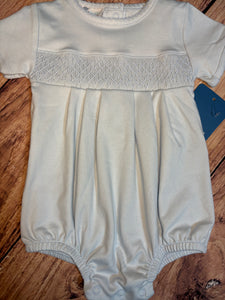 Magnolia Baby Smocked Bubble, Blue Short Sleeve