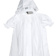 Load image into Gallery viewer, White Roses Smocked Short Sleeve Bishop Dress with Beautiful Bonnet
