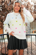 Load image into Gallery viewer, Multicolor Heart Pattern Colorblock High Neck Sweater
