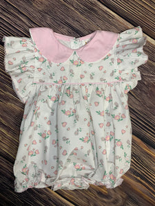 Pale Pink Floral Print Bubble with Collar