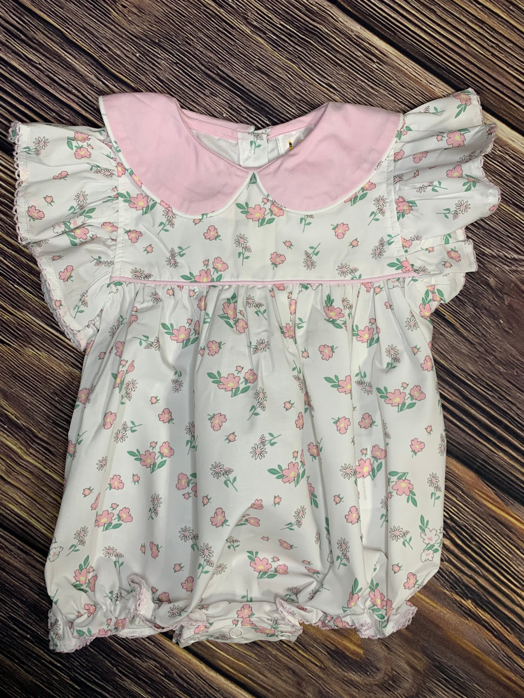 Pale Pink Floral Print Bubble with Collar