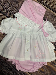 Diaper Set With Safari Embroidery, Pink