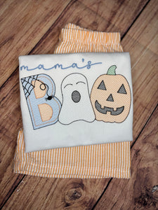 Mama's BOO Orange Seersucker Short Sleeve Set