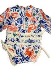 Load image into Gallery viewer, Swimsuit, Long Sleeved, Crab, Crawfish, Coral, Seashells, and Starfish
