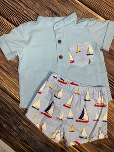 Sailboat Print Boys Pocket Set