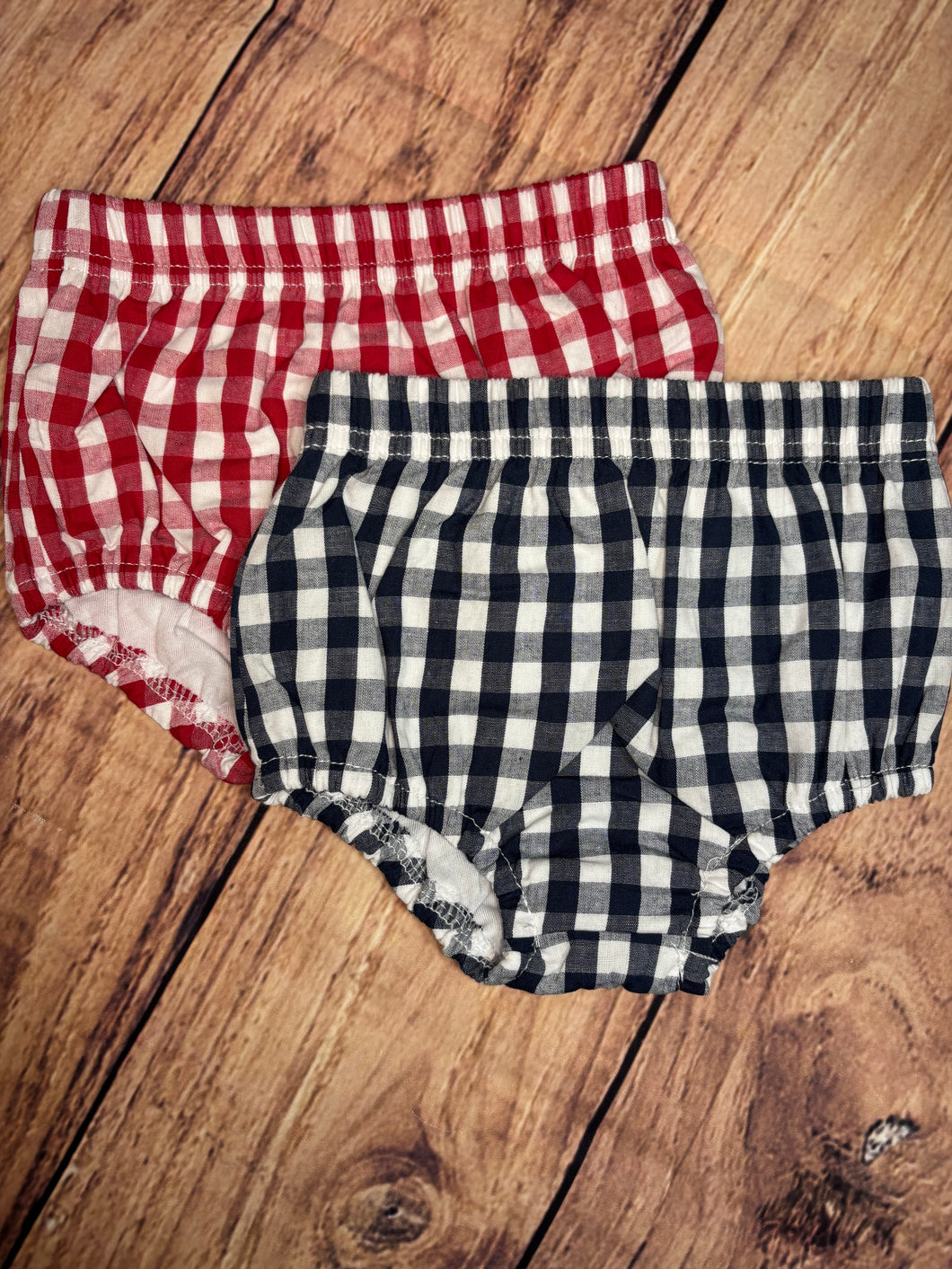 Patriotic Summer Gingham Diaper Cover Set, Red and Navy Blue