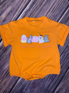 Too Cute To Spook Bright Orange Short Sleeve Tee Bubble In Pink And Blue