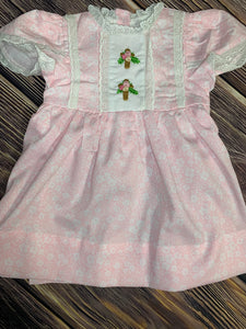Pink Easter Dress with Hand Embroidered Crosses