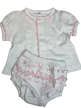 Load image into Gallery viewer, Magnolia Baby Bloomer Set with Pink Crochet Trim
